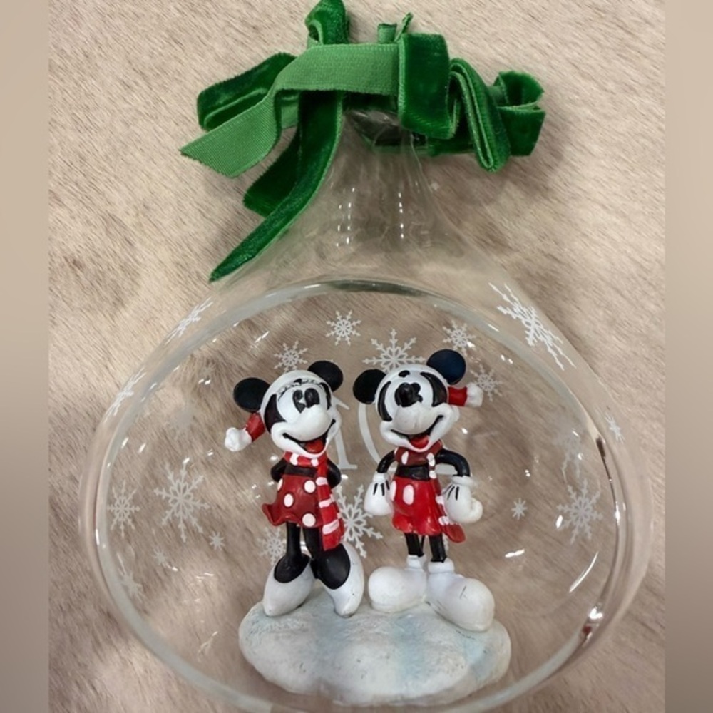 Disney Mickey & Minnie 2019 Glass Globe Christmas Ornament